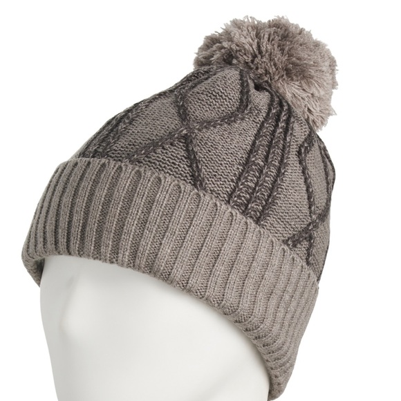 NWT Timberland Cable Knit Pom Pom Beanie in Light Heather Grey - Picture 3 of 9